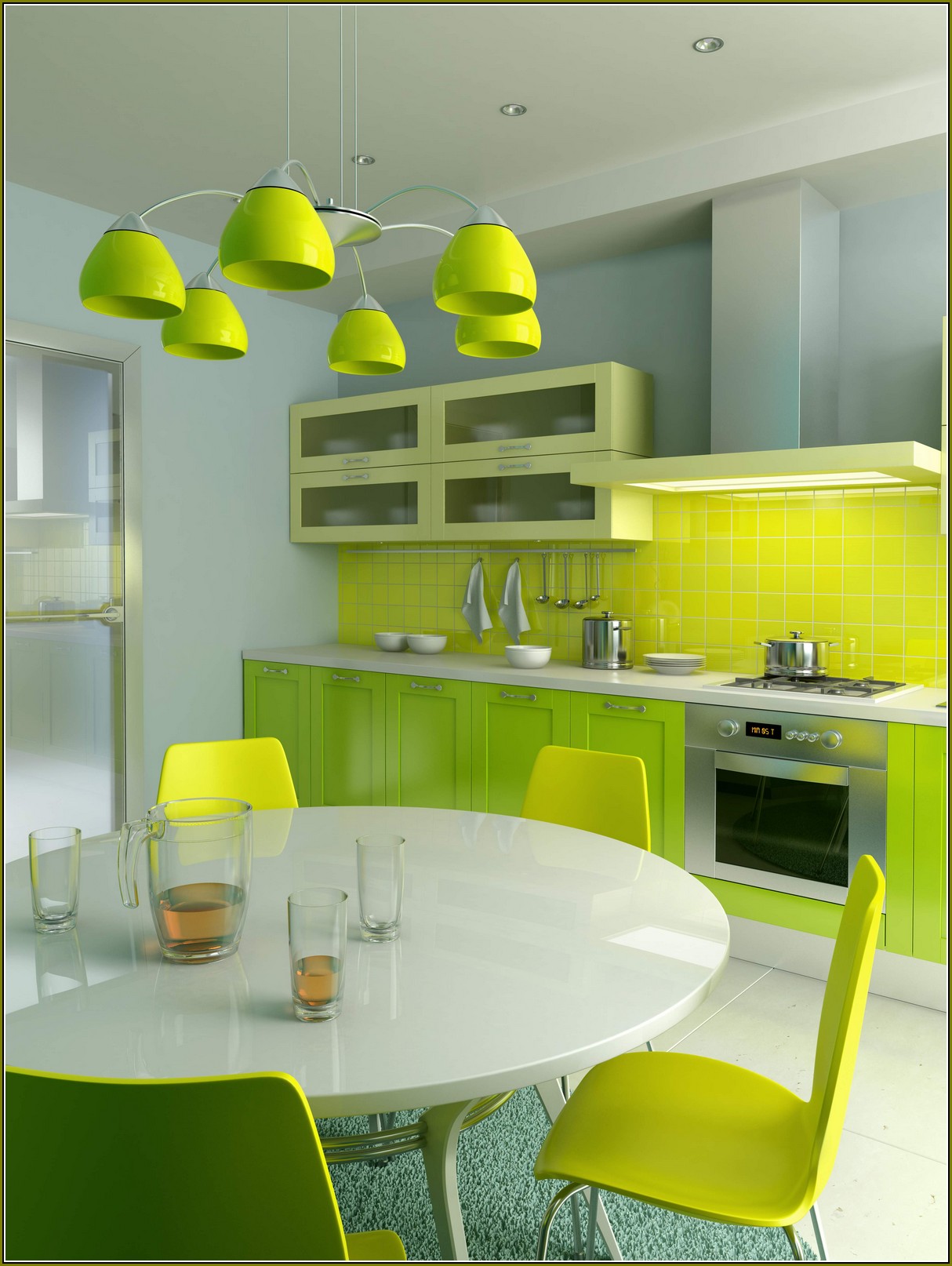 Green Colored Kitchen Cabinets