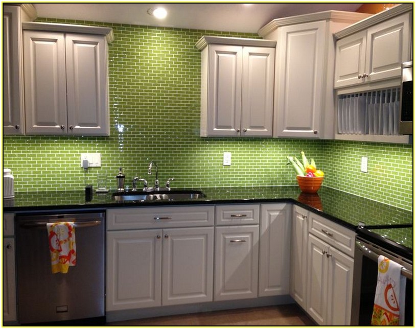 Green Glass Tile Kitchen Backsplash