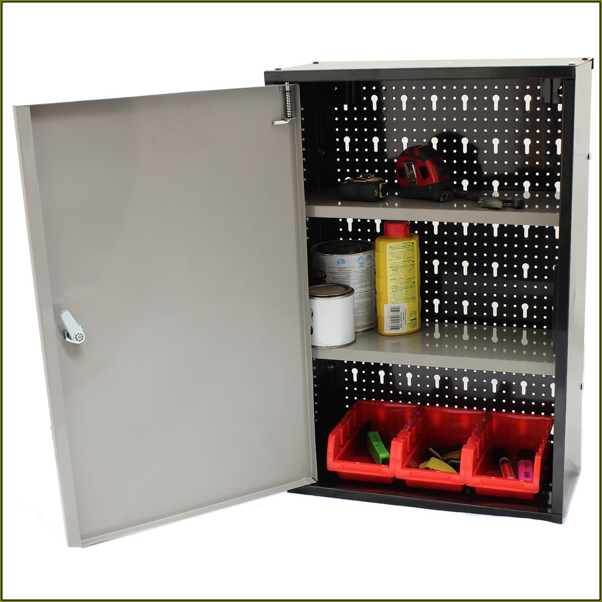 Locking Metal Cabinet With Shelves