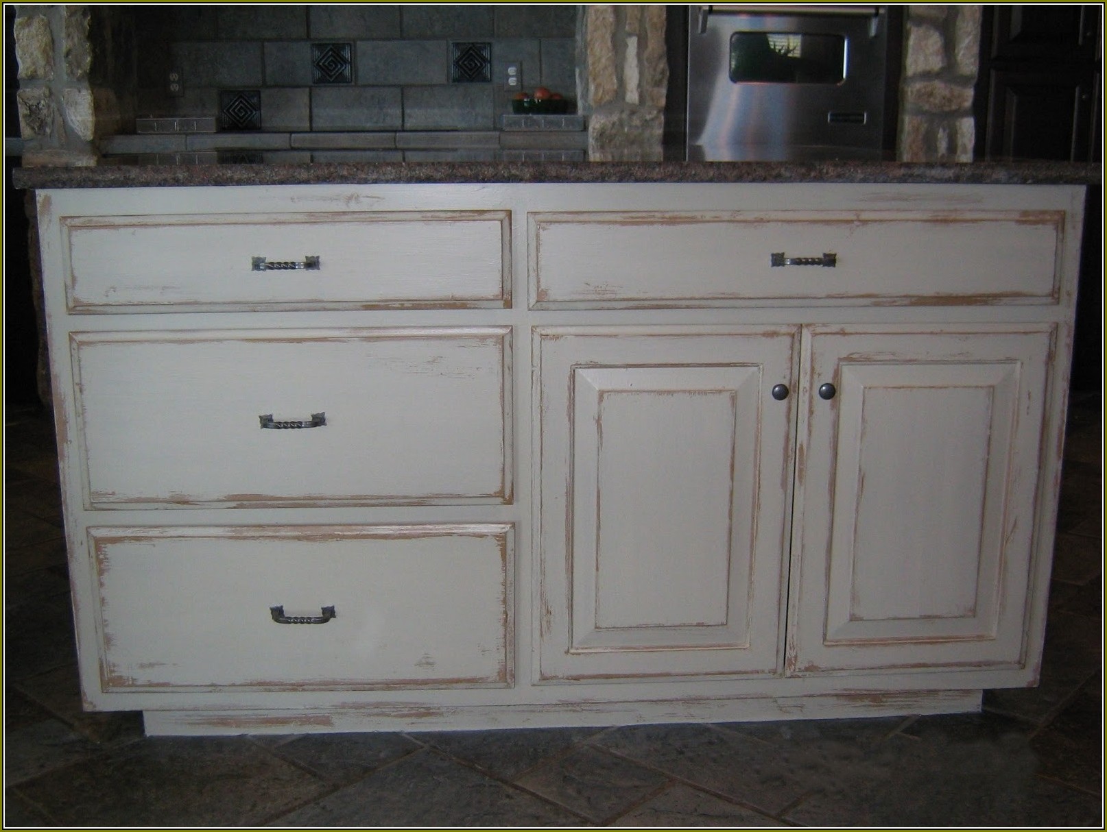 Off White Distressed Cabinets