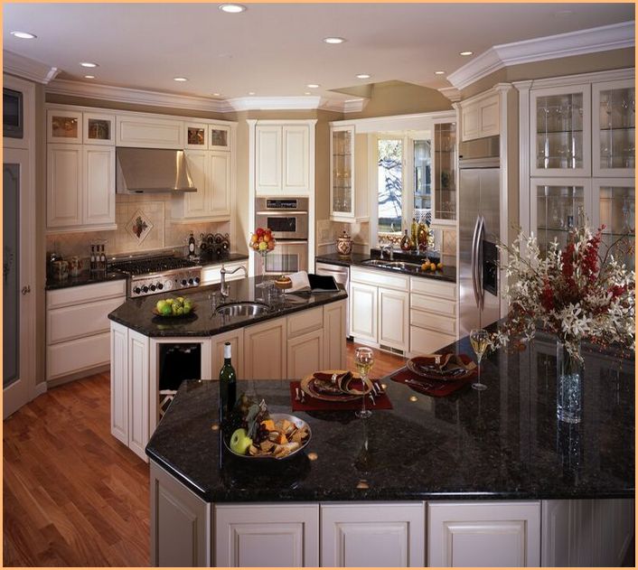 Picture Of Antique White Kitchen Cabinets With Granite Countertops