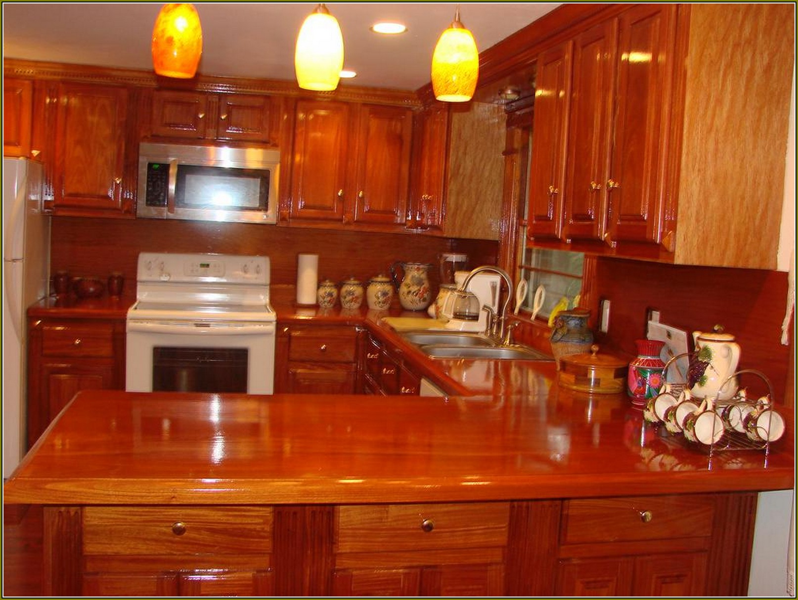 Red Mahogany Kitchen Cabinets