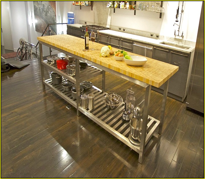 Stainless Steel Kitchen Island With Butcher Block Top