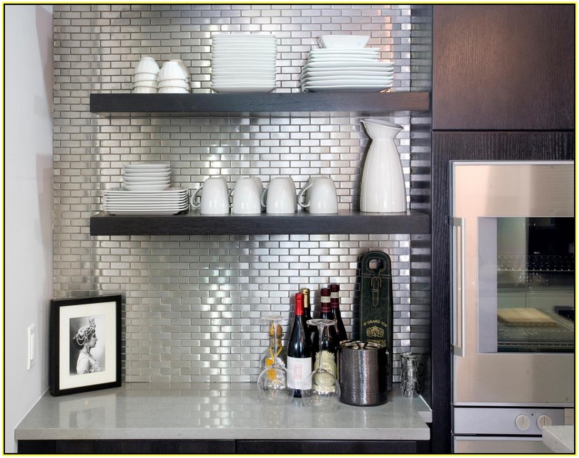 Stainless Steel Kitchen Tiles Backsplash
