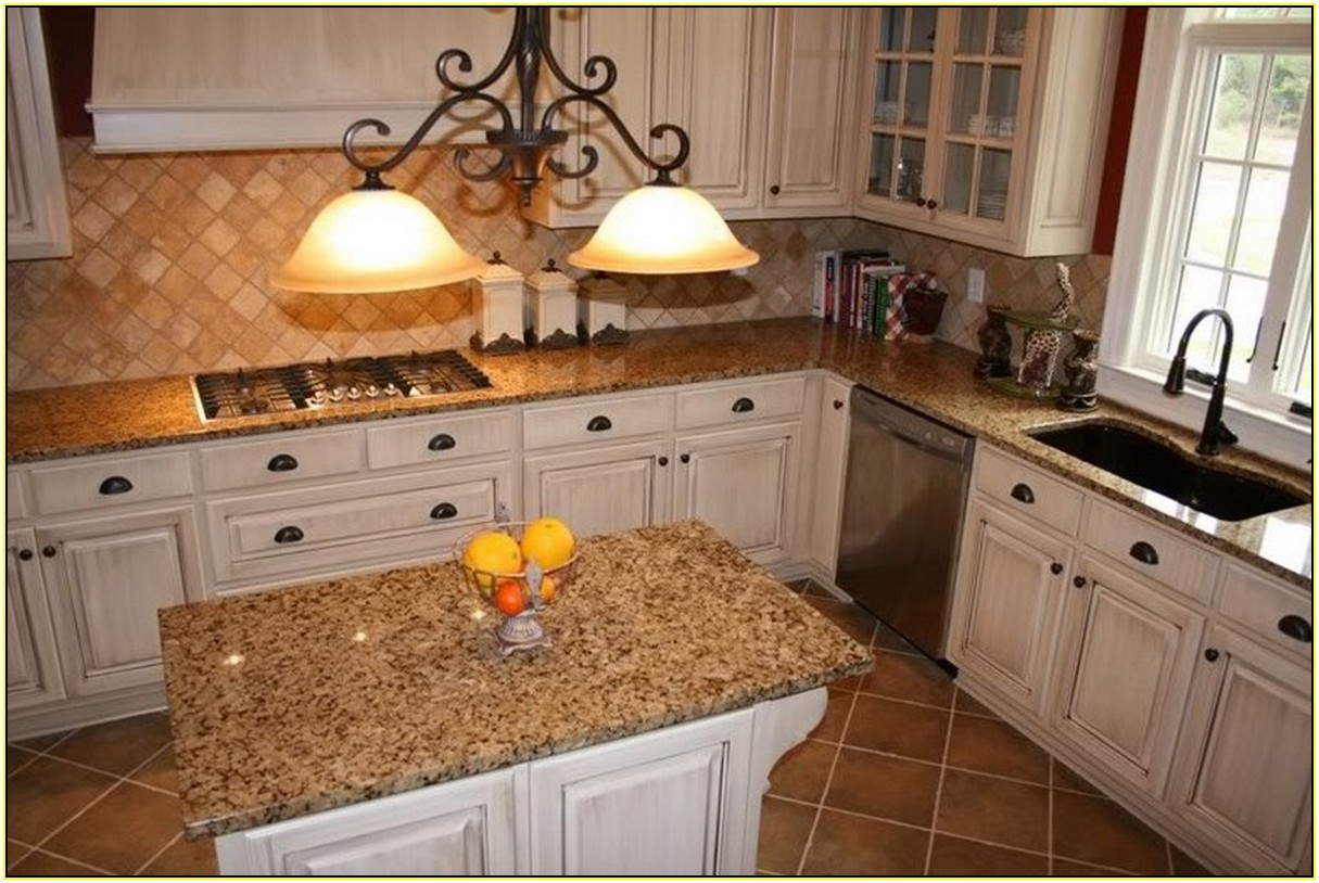 Tropic Brown Granite With White Cabinets