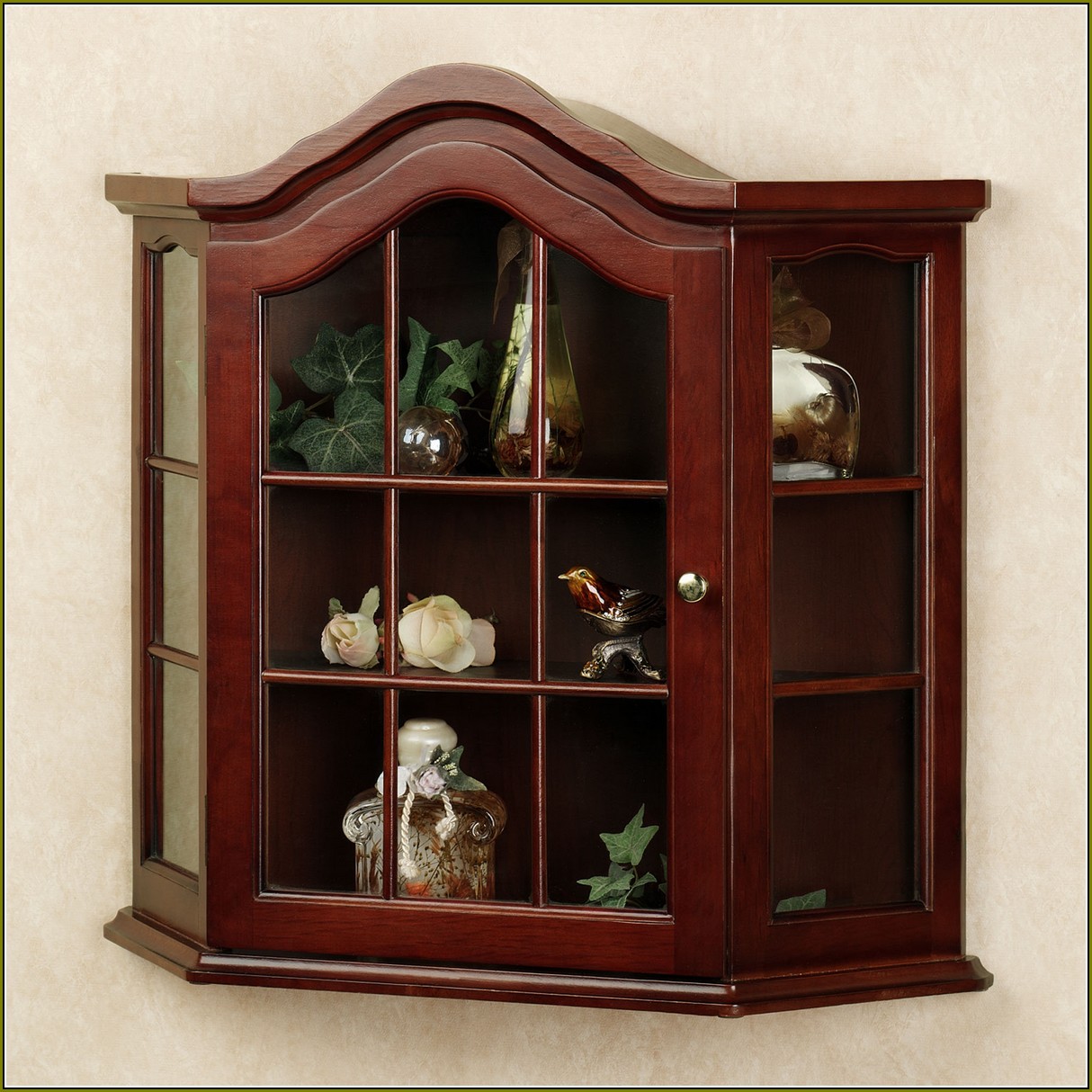 Wall Mounted Curio Cabinet With Glass Doors
