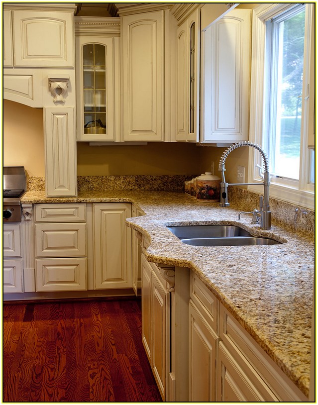 White Kitchen Cabinets With Brown Granite Countertops