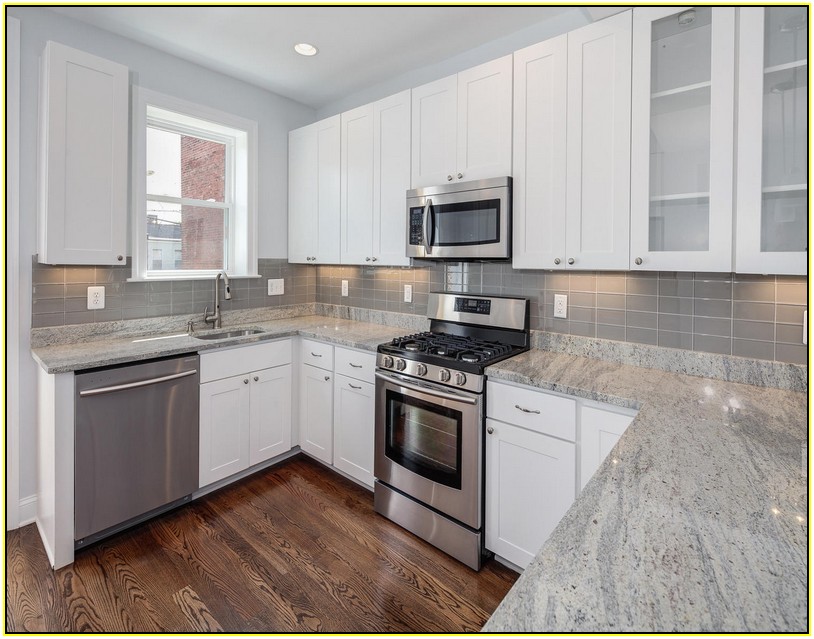White Kitchen Cabinets With Gray Granite Countertops