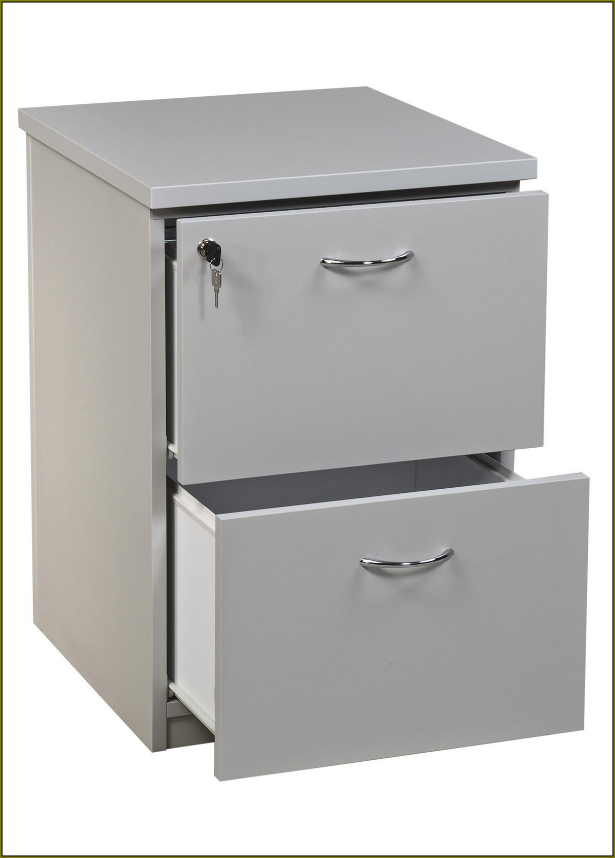 White Wood File Cabinet With Lock